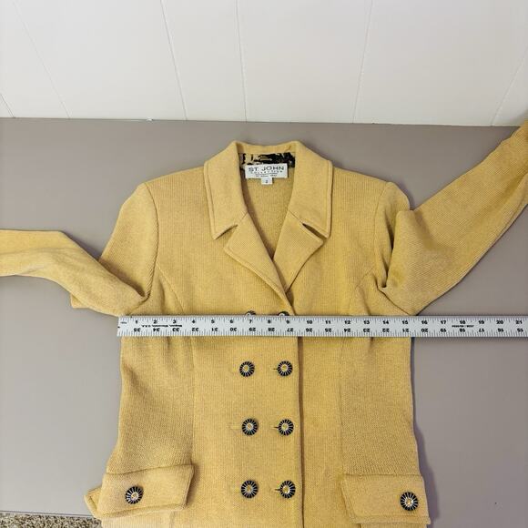 St.John Collection Sz 2 Beige Animal Contrast Santana Knit Blazer Jacket XS S - Picture 6 of 9
